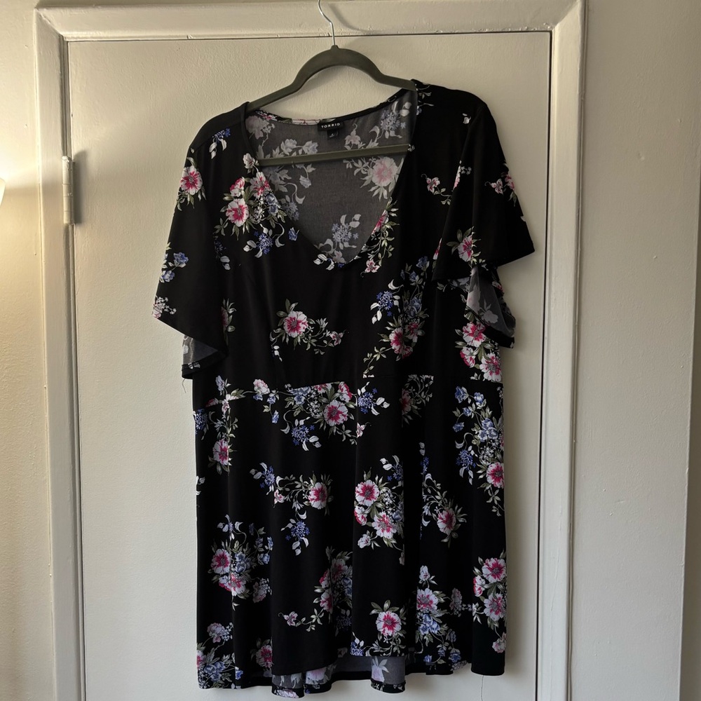 Torrid Black Floral Shirt